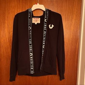 Black true religion zip up hoodie
